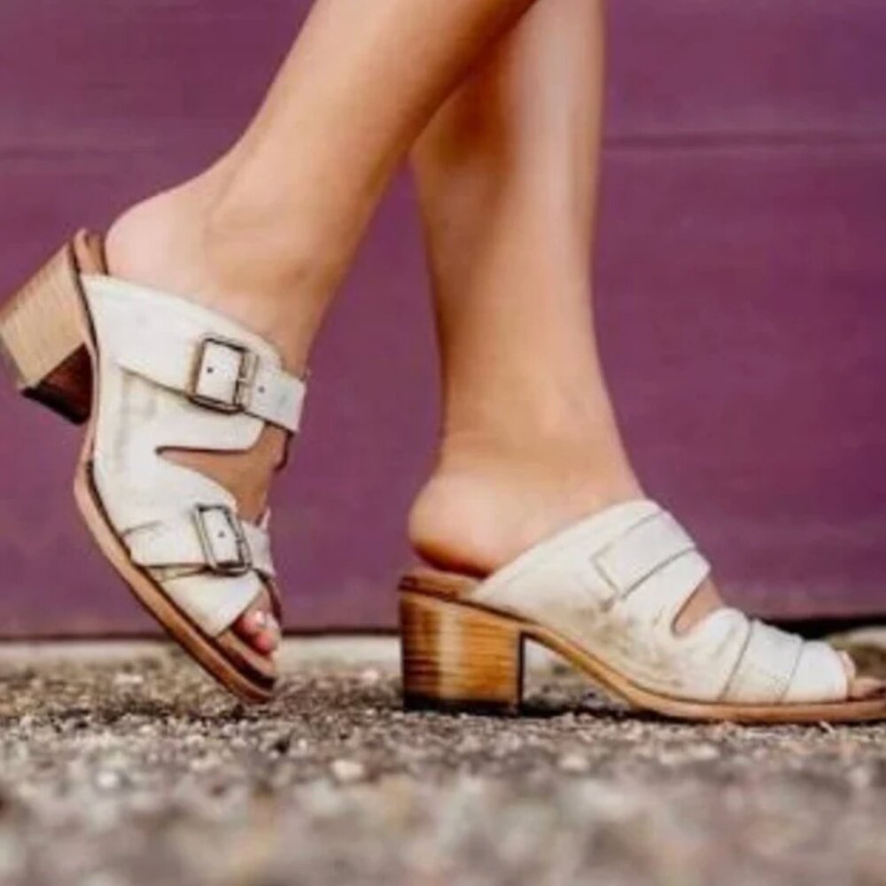 Freebird Caprice Desert White Leather Sandals EUC 9